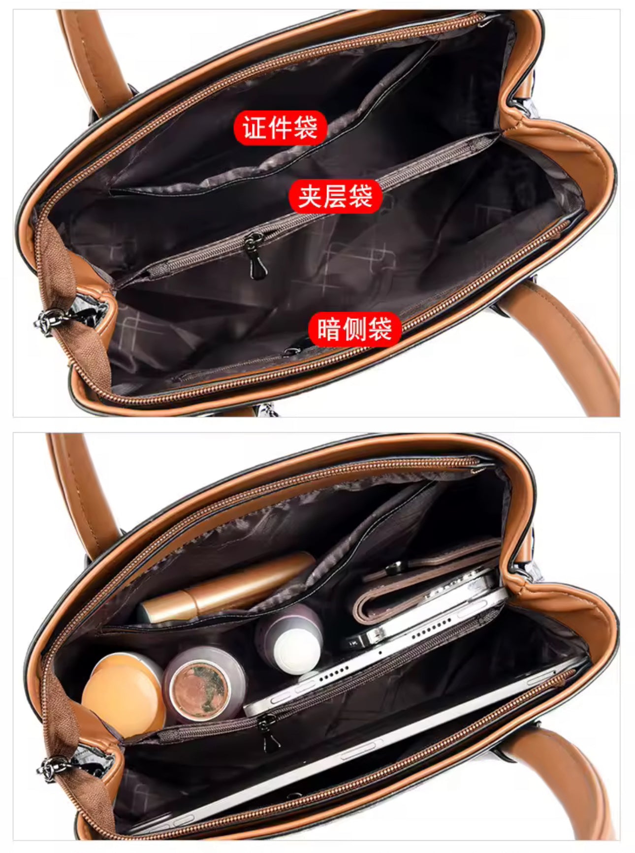 ZYB195 Timeless Elegance: Structured Leather Handbag