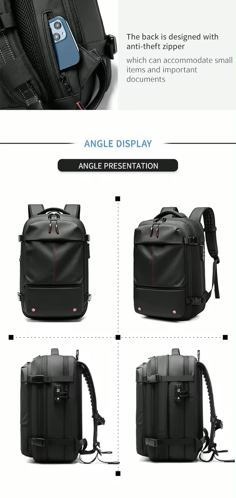 ZYB181 17 Inch Expandable Waterproof Travel Backpack With Laptop Space