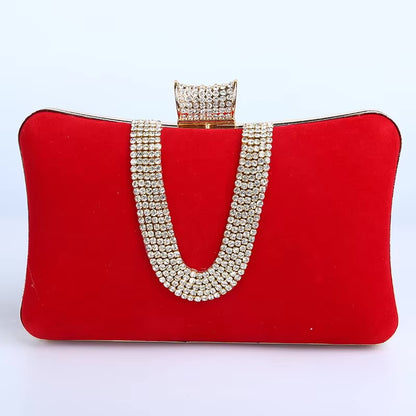 ZYB073 Royal Blue Velvet Clutch with Crystal Accents