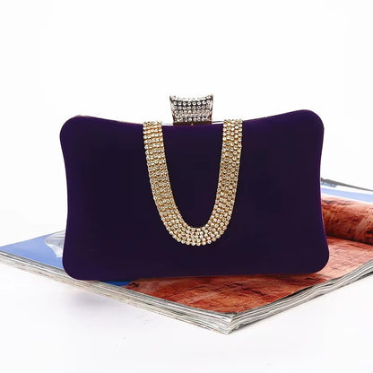 ZYB073 Royal Blue Velvet Clutch with Crystal Accents
