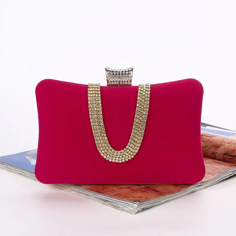 ZYB073 Royal Blue Velvet Clutch with Crystal Accents