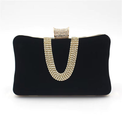 ZYB073 Royal Blue Velvet Clutch with Crystal Accents