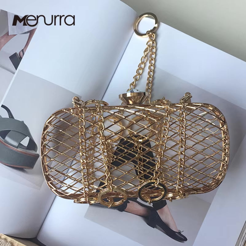 ZYB087 Edgy and Chic: Metal Mesh Clutch