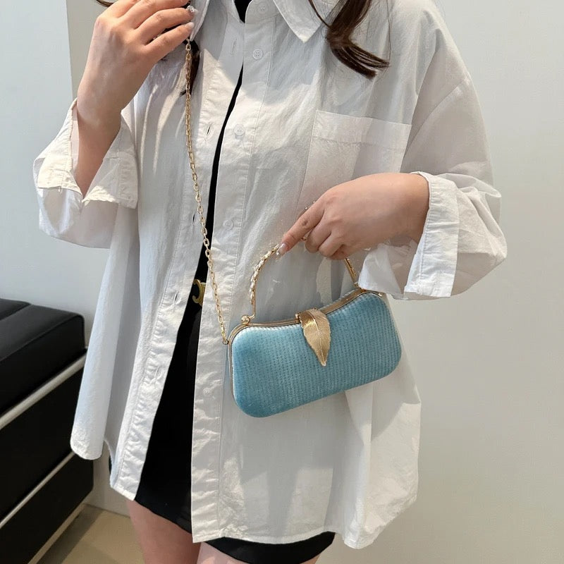 ZYB163 Metallic Clutch Bag with Studded Detail