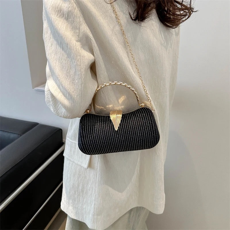 ZYB163 Metallic Clutch Bag with Studded Detail