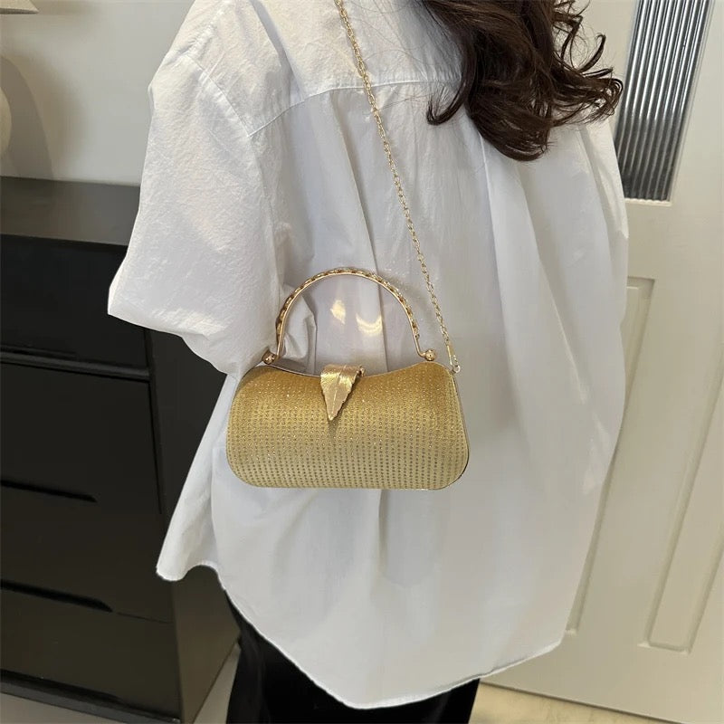 ZYB163 Metallic Clutch Bag with Studded Detail