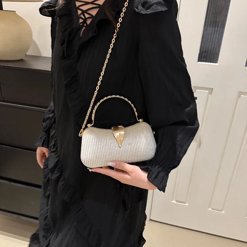 ZYB163 Metallic Clutch Bag with Studded Detail