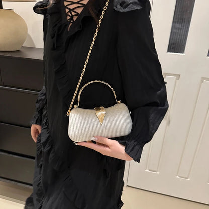 ZYB163 Metallic Clutch Bag with Studded Detail