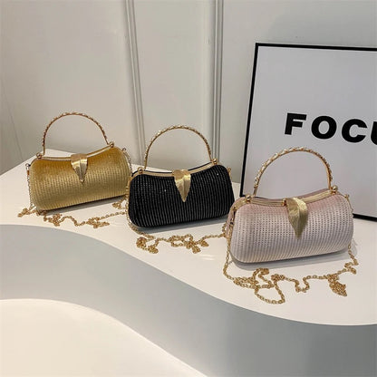 ZYB163 Metallic Clutch Bag with Studded Detail