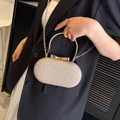 ZYB164 Shiny Glitter Evening Bag Sweet Bowknot Decor Clutch Purse