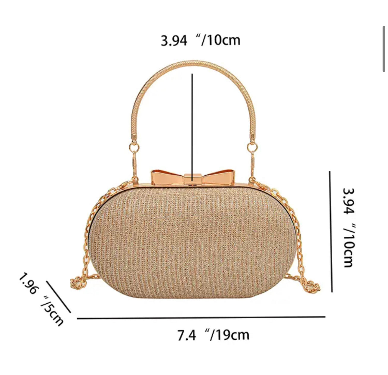 ZYB164 Shiny Glitter Evening Bag Sweet Bowknot Decor Clutch Purse