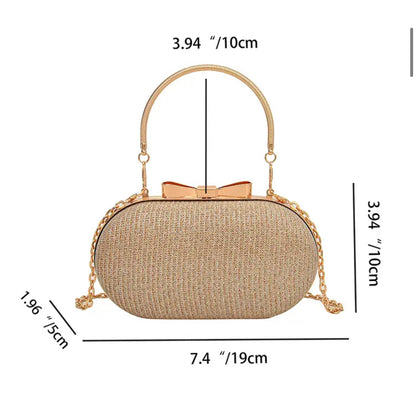 ZYB164 Shiny Glitter Evening Bag Sweet Bowknot Decor Clutch Purse