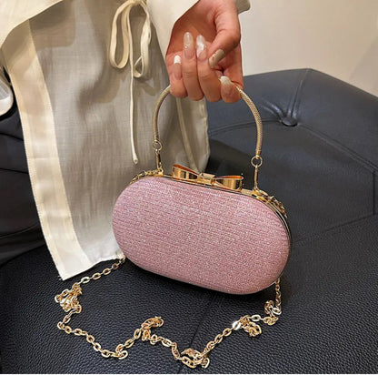 ZYB164 Shiny Glitter Evening Bag Sweet Bowknot Decor Clutch Purse