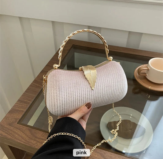 ZYB163 Metallic Clutch Bag with Studded Detail