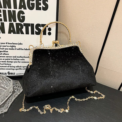 ZYB138 Glamorous Velvet Clutch with Rhinestone Accents