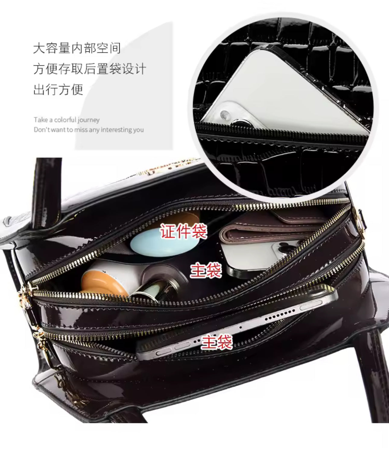 ZYB196 Elegant Crocodile-Embossed Handbag