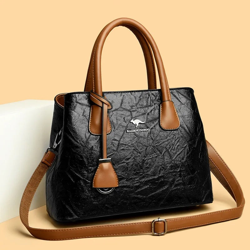ZYB195 Timeless Elegance: Structured Leather Handbag
