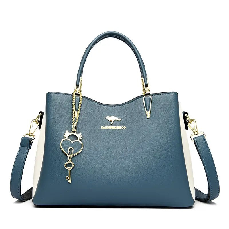 ZYB194 Chic Two-Tone Handbag with Heart Lock Charm