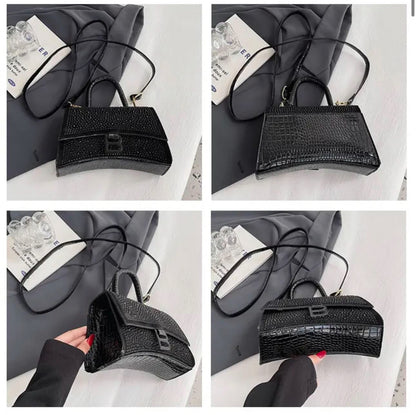 ZYB190 Croc-Embossed Curve Bag - Chic and Minimalist