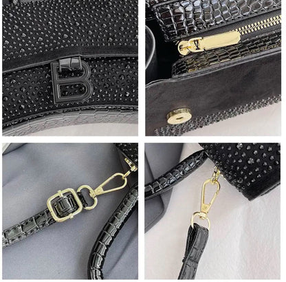 ZYB190 Croc-Embossed Curve Bag - Chic and Minimalist