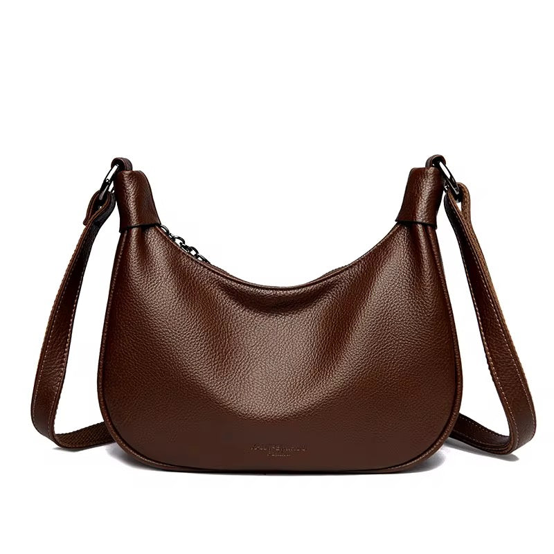 ZYB214 Pebbled Crescent Saddle Crossbody