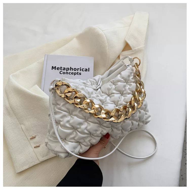 ZYB103 Elegant Pleated Shoulder Bag with Chain Strap