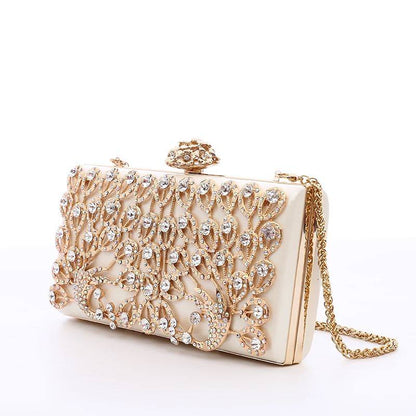 ZYB048 Regal and Elegant: Peacock Crystal Clutch