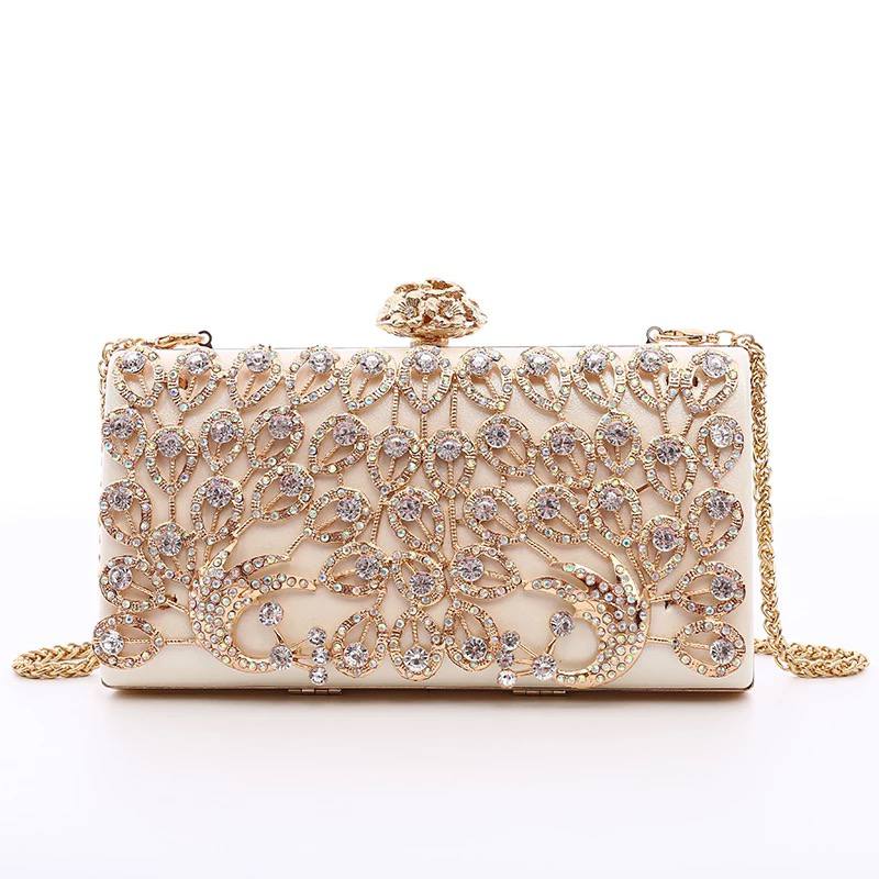 ZYB048 Regal and Elegant: Peacock Crystal Clutch
