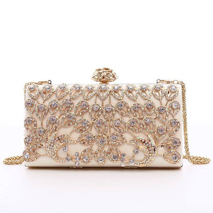 ZYB048 Regal and Elegant: Peacock Crystal Clutch
