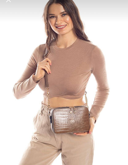 ZYB034 Croc-Embossed Crossbody Bag