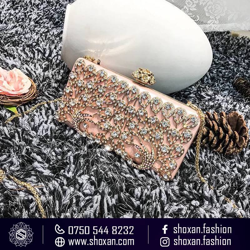 ZYB048 Regal and Elegant: Peacock Crystal Clutch