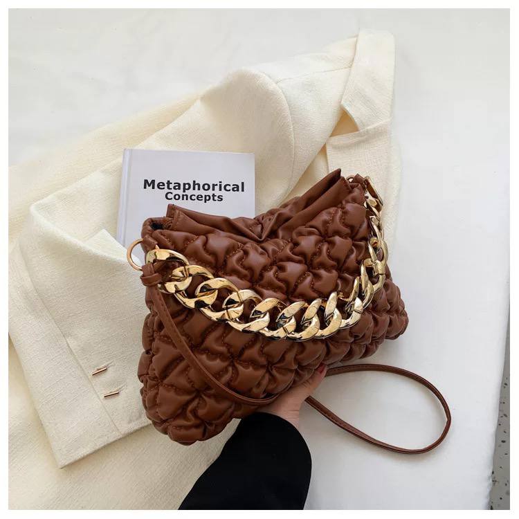 ZYB103 Elegant Pleated Shoulder Bag with Chain Strap
